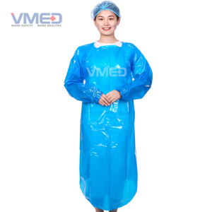 Disposable Blue CPE Gown with Back Loop
